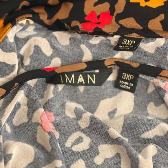 IMAN Chic Runway Jersey Dress & Tie Front Topper Leopard Print Set, Size 3XP - Picture 10 of 11